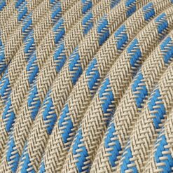 Textilkabel - RD55 linne och havsblå bomull